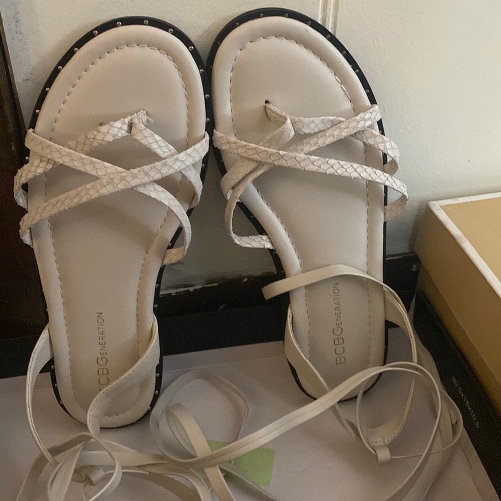 White BCBG generation sandals brand new